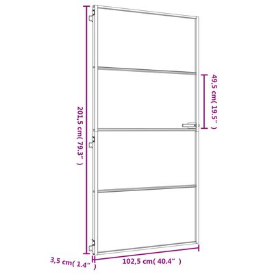 vidaXL Ușă interior Slim auriu 102,5x201,5cm sticlă temperată/aluminiu