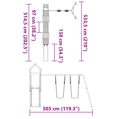 vidaXL Set de joacă pentru exterior, lemn de pin impregnat