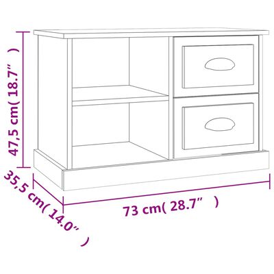 vidaXL Comodă TV, negru, 73x35,5x47,5 cm, lemn prelucrat