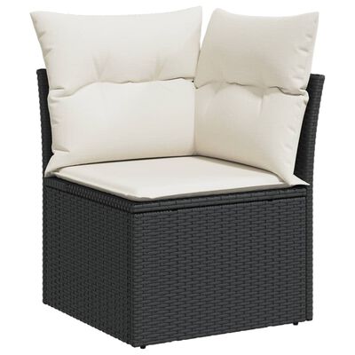 vidaXL Set mobilier de grădină cu perne, 14 piese, negru, poliratan