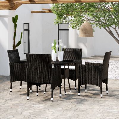 vidaXL Set mobilier de grădină, 5 piese, negru, poliratan