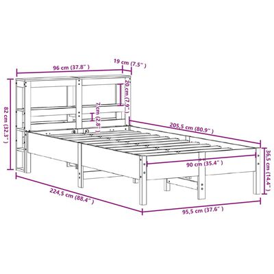 vidaXL Cadru de pat fără saltea, alb, 90x200 cm, lemn masiv pin