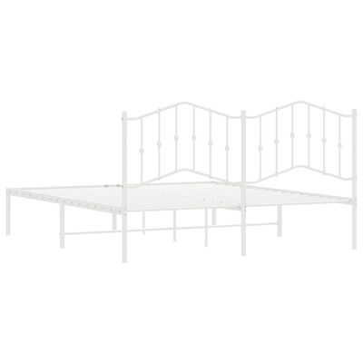 vidaXL Cadru de pat metalic cu tăblie, alb, 180x200 cm