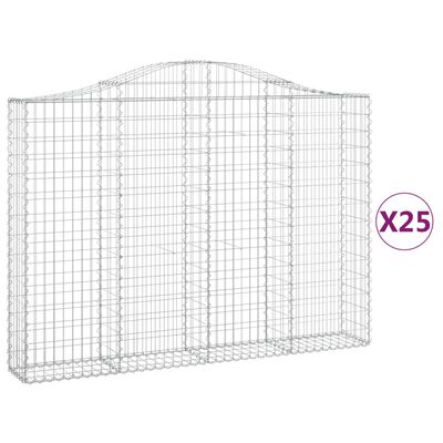 vidaXL Coșuri gabion arcuite 25 buc, 200x30x140/160cm, fier galvanizat