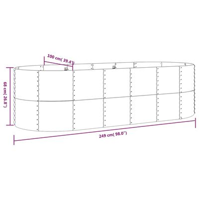 vidaXL Strat înălțat grădină 249x100x68 cm oțel vopsit electrostatic