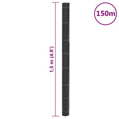 vidaXL Membrană antiburuieni, negru, 1,5x150 m, PP