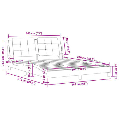 vidaXL Cadru de pat cu lumini LED, negru, 160x200 cm, piele ecologică