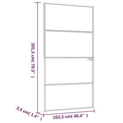 vidaXL Ușă de interior alb 102x201,5 cm sticlă securiz./aluminiu slim