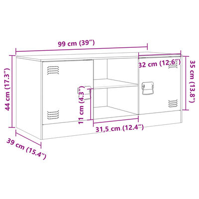 vidaXL Comodă TV, alb, 99x39x44 cm, oțel