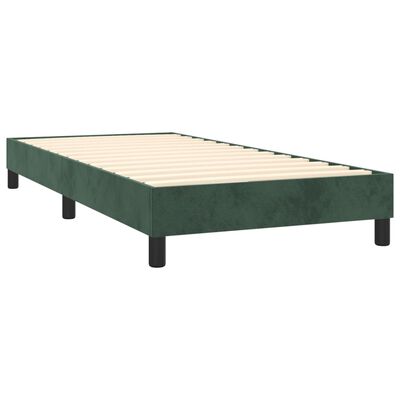 vidaXL Pat box spring cu saltea, verde închis, 90x200 cm, catifea