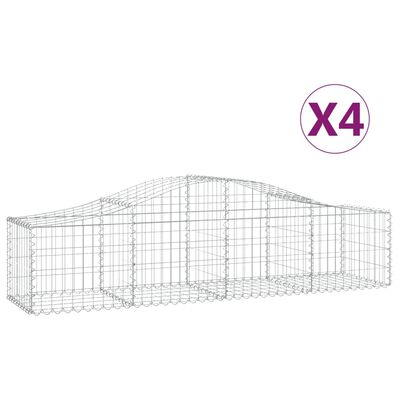 vidaXL Coșuri gabion arcuite 4 buc, 200x50x40/60 cm, fier galvanizat