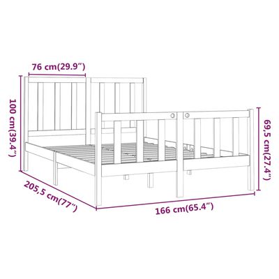 vidaXL Cadru de pat, negru, 160x200 cm, lemn masiv de pin