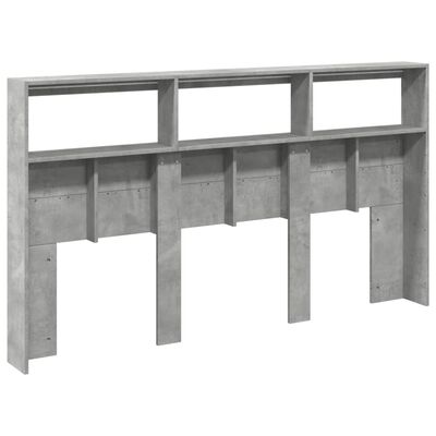 vidaXL Tăblie de pat cu dulap și LED, gri beton, 180x17x102 cm