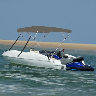 vidaXL Parasolar barcă Bimini cu 4 arcuri, gri, 243x180x137 cm