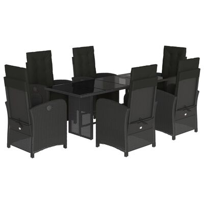 vidaXL Set mobilier de grădină cu perne, 7 piese, negru, poliratan