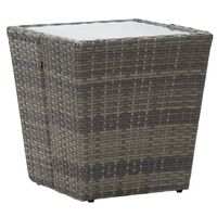 vidaXL Masă de ceai gri 41,5x41,5x43 cm poliratan sticlă securizată