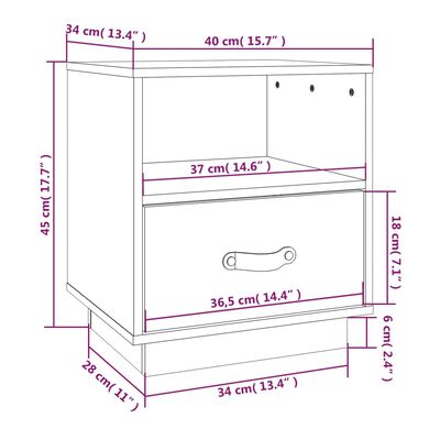 vidaXL Noptiere, 2 buc., maro miere, 40x34x45 cm, lemn masiv de pin