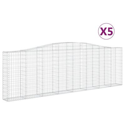 vidaXL Coșuri gabion arcuite 5 buc. 400x30x120/140cm fier galvanizat