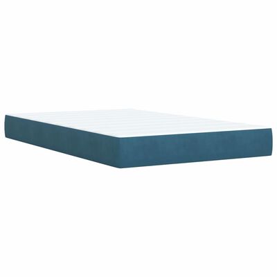 vidaXL Pat box spring cu saltea, albastru închis, 120x200 cm, catifea