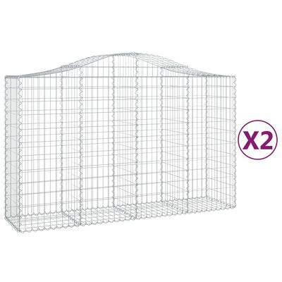 vidaXL Coșuri gabion arcuite 2 buc, 200x50x120/140 cm, fier galvanizat