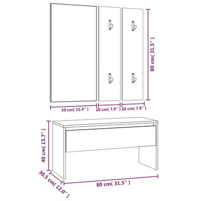 vidaXL Set de mobilier pentru hol, gri sonoma, lemn prelucrat