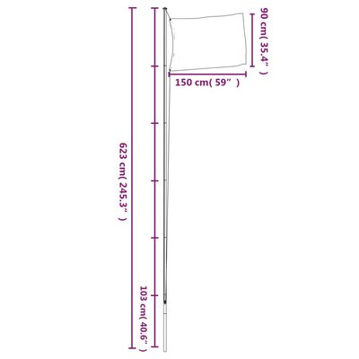 vidaXL Steag Olanda și stâlp din aluminiu, 6,23 m