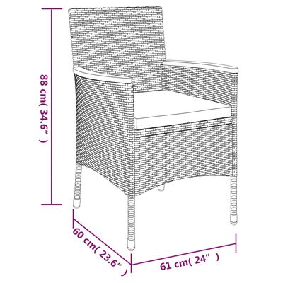 vidaXL Set mobilier grădină cu perne, 9 piese, gri, poliratan