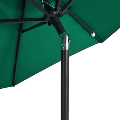 vidaXL Umbrelă soare de grădină stâlp din lemn verde 225x225x212 cm