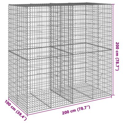 vidaXL Coș gabion cu capac, 200x100x200 cm, fier galvanizat