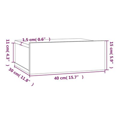 vidaXL Noptiere plutitoare 2 buc gri sonoma 40x30x15 cm lemn prelucrat