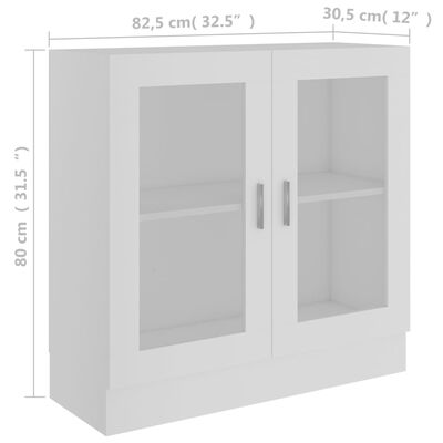 vidaXL Dulap cu vitrină, alb, 82,5 x 30,5 x 80 cm, lemn prelucrat