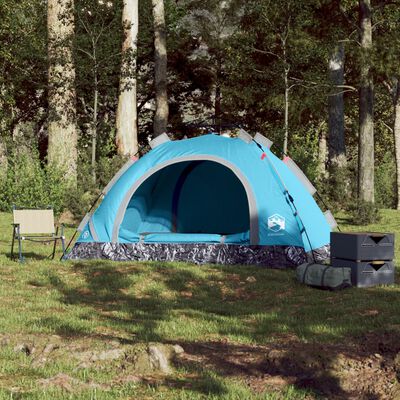 vidaXL Cort de camping pentru 4 persoane, setare rapidă, albastru