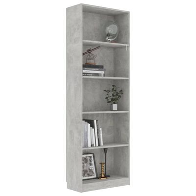 vidaXL Bibliotecă cu 5 rafturi, gri beton, 60x24x175 cm lemn prelucrat