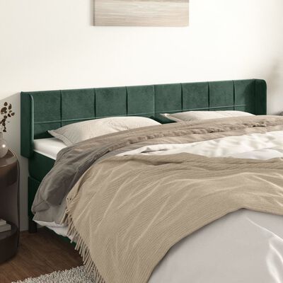 vidaXL Tăblie de pat cu aripioare verde închis 203x16x78/88 cm catifea