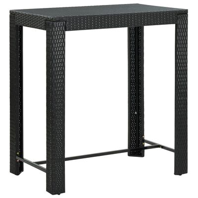 vidaXL Set mobilier bar de grădină cu perne, 7 piese, negru, poliratan