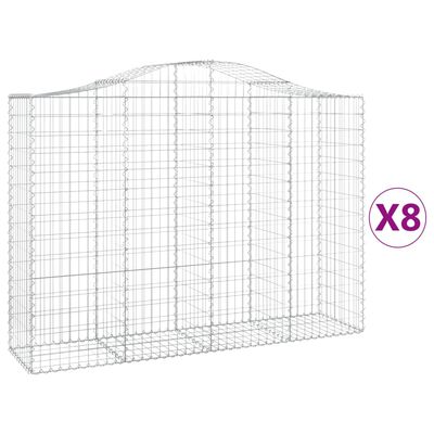 vidaXL Coșuri gabion arcuite 8 buc, 200x50x140/160 cm, fier galvanizat