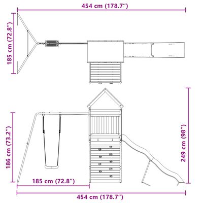 vidaXL Set de joacă pentru exterior, lemn masiv de pin