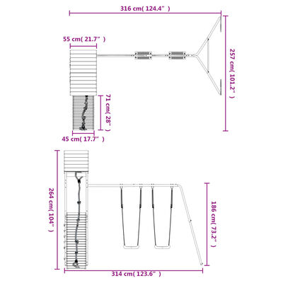 vidaXL Set de joacă pentru exterior, lemn de pin impregnat