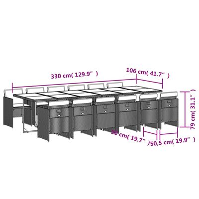 vidaXL Set mobilier de grădină cu perne 13 piese gri deschis poliratan