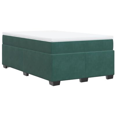 vidaXL Pat box spring cu saltea, verde închis, 120x190 cm, catifea