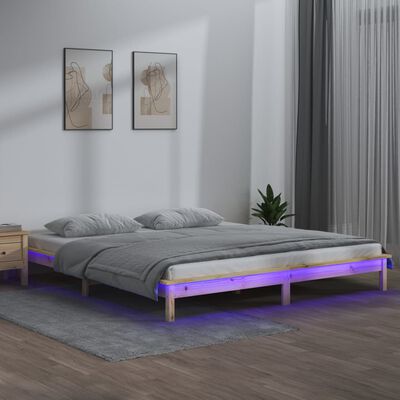 vidaXL Cadru de pat cu LED, 120x200 cm, lemn masiv