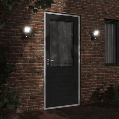 vidaXL Lampă exterioară de perete cu LED/senzor, negru aluminiu turnat