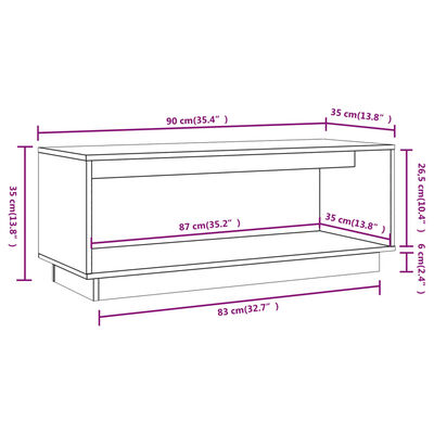 vidaXL Comodă TV, gri, 90x35x35 cm, lemn masiv de pin