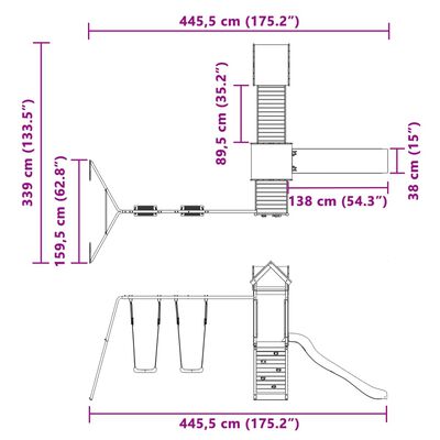 vidaXL Set de joacă pentru exterior, lemn masiv de pin