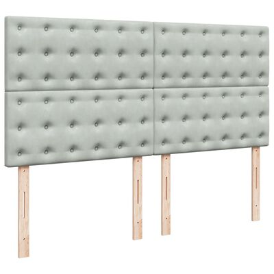 vidaXL Pat box spring cu saltea, gri deschis, 180x200 cm, catifea