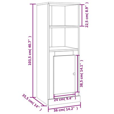 vidaXL Dulap înalt, negru, 36x35,5x103,5 cm, lemn compozit