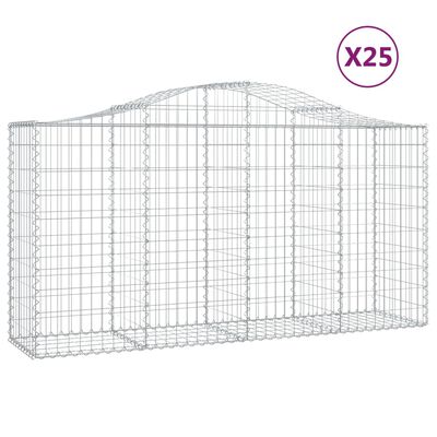 vidaXL Coșuri gabion arcuite 25 buc, 200x50x100/120 cm fier galvanizat