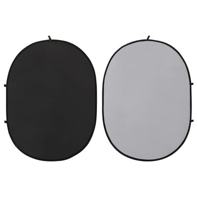 vidaXL Ecran de fundal studio foto 2-în-1 negru și gri 200x150 cm oval