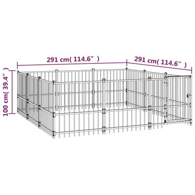 vidaXL Padoc pentru câini de exterior, 8,47 m², oțel