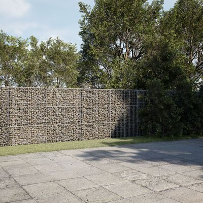 vidaXL Coș gabion cu capac, 600x100x150 cm, fier galvanizat